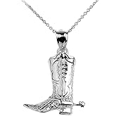 Good Luck Charms 925 Sterling Silver Lucky Cowboy Boot Pendant Necklace Charm