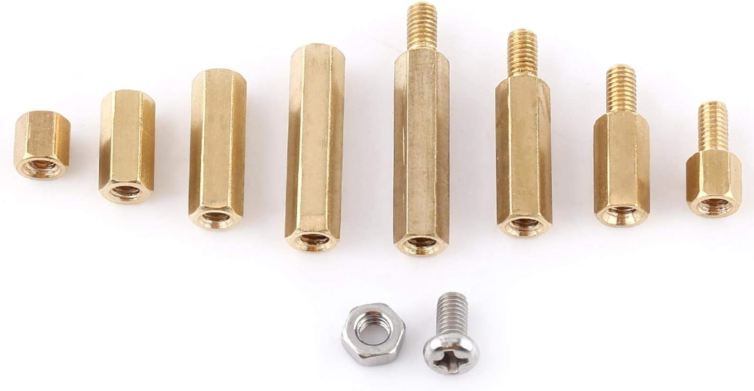 Hex Spacer Screw Nut, Akozon 200pcs M3 Brass Standoffs PCB Hex Male Female Threaded Screw Nut Assortment Set(B) - Image 4