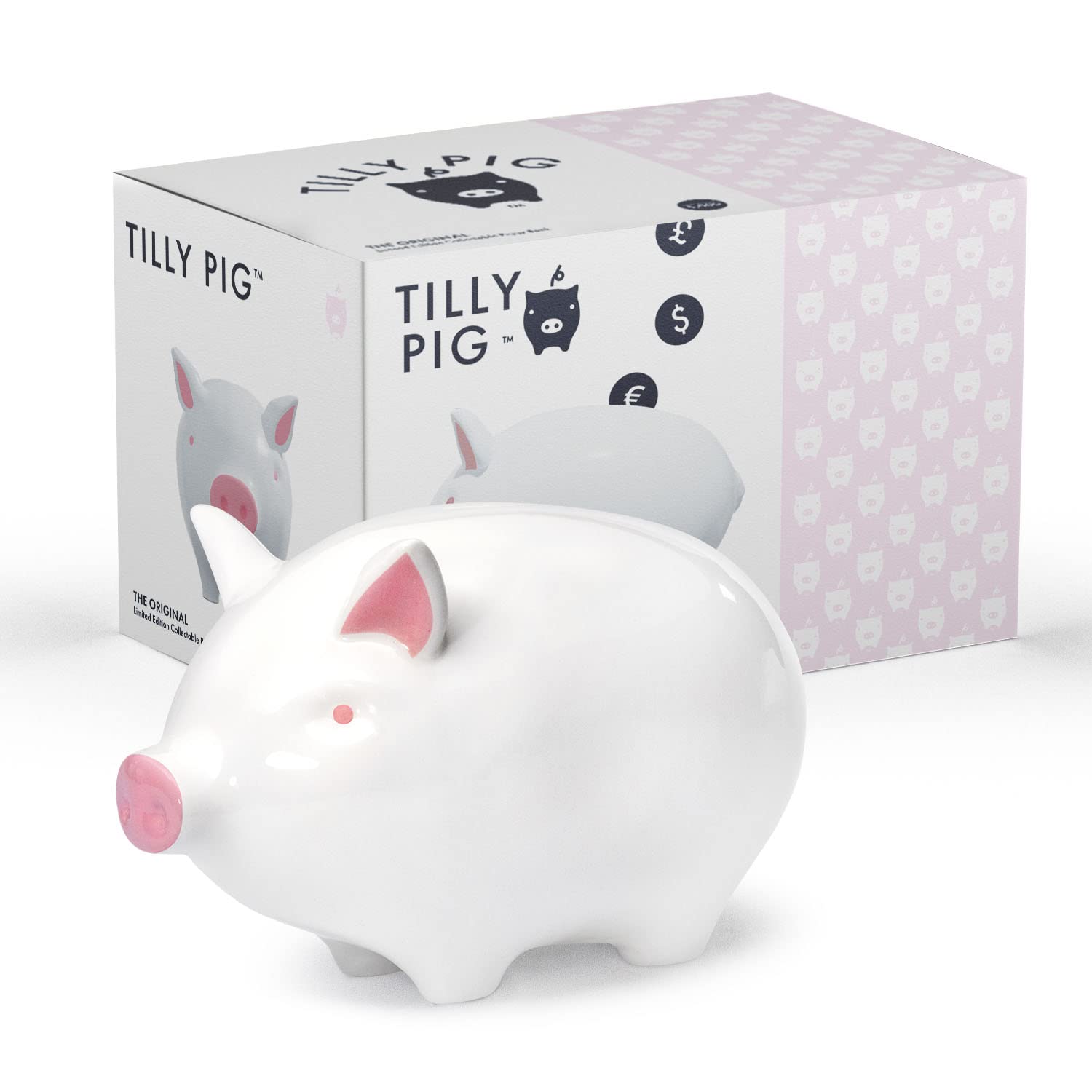 Tilly Pig Hand Finished Ceramic Kids Adults Piggy Bank for Boys Girls Money Box