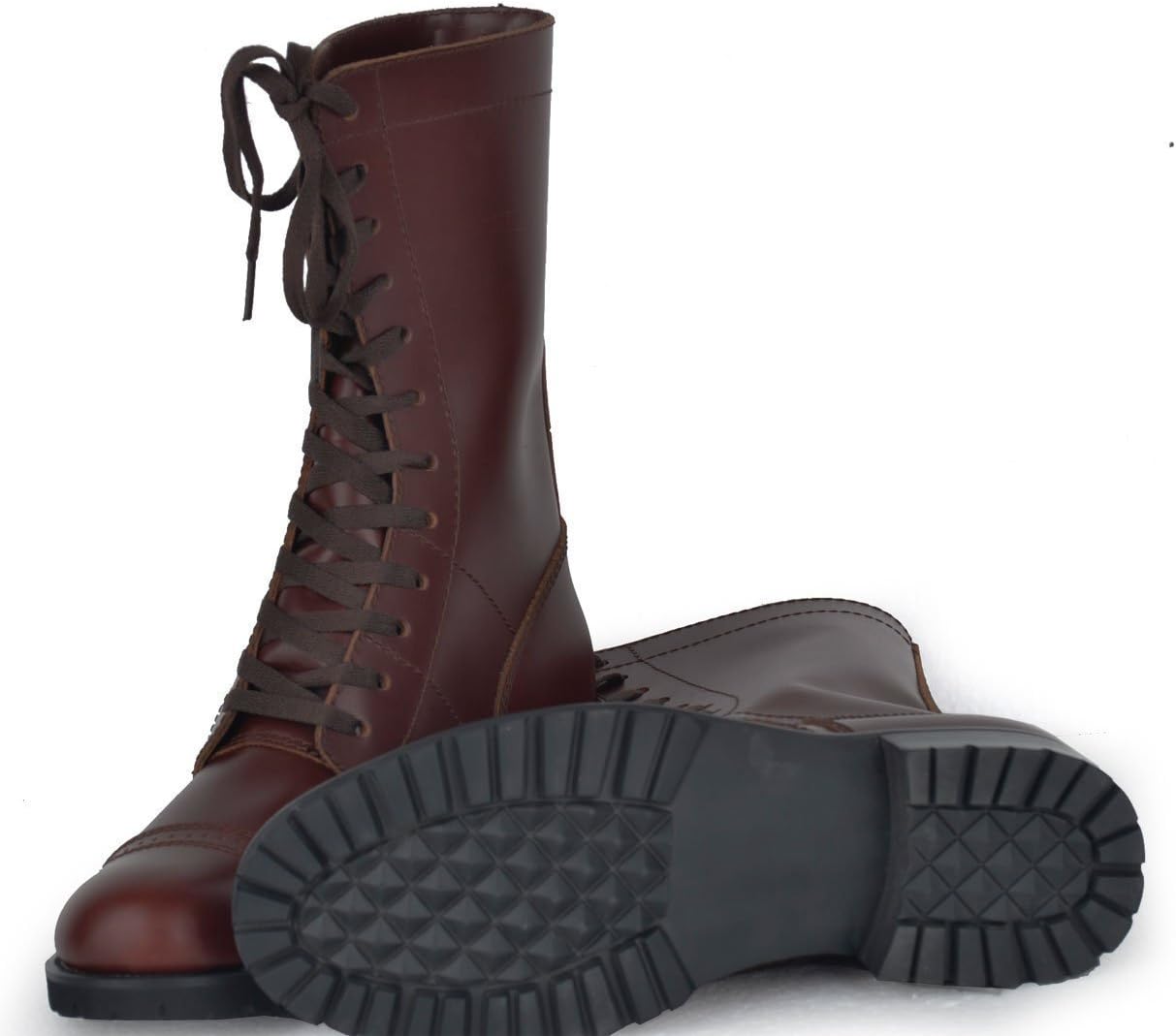 GRB WW2 WWII US Men's 10 Inch Historic Paratrooper Boot Leather Brown Jump Work Boots for Military Militaria Officer Uniform