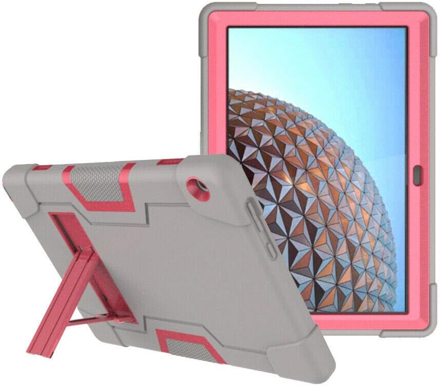 Cherrry for Lenovo Tab M10 (TB-X605F) 10.1 Inch Case,Heavy Duty Shockproof Dropproof Hybrid Rugged Armor Build in Kickstand Full Body Protective Case for Lenovo Tab M10 (Gray/Pink)