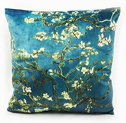 18"x18" High End Velvet Digital Print Van Gogh Painting Almond Blossoms Pillow Case Cushion Cover