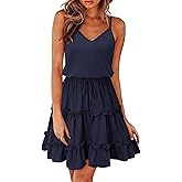 Newshows Women's 2026 Summer Beach Vacation Drawstring Ruffle Hem A Line Cute Sundress