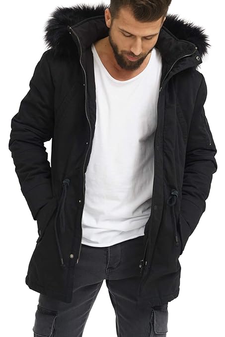 trueprodigy Casual Herren Marken Parka Kunstfell Herrenjacke Kapuze Anorak Sportlich Slim Fit Winterjacke Männer