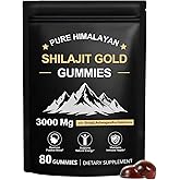 Himalayan Shilajit Gummies for Men & Women - No Added Sugar, 100% Natural & Organic with Ashwagandha, Gokshura, Fulvic Acid & 85+ Trace Minerals, Individually Wrapped, Non-GMO, 80 Gummy I Pouch