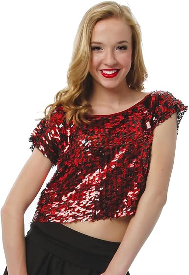 red sequin crop top dance