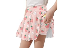 ORGYPET Girls Athletic Skorts Size 5-14 High Waisted Stretch Tennis Skirt with Shorts Breathable Cozy Golf Skirt
