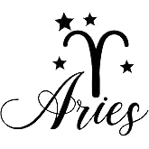 TAMZAM - Aries Zodiac Horoscope Sign in Black Color Decal for Vehicle Vinyl Sticker for Cars Trucks SUV Laptops Walls Glass Metal Bumper - 5.5 inches