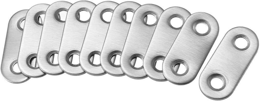 sourcing map Repair Plate, 36mmx16mm, Flat Fixing Mending Corner Brace Bracket Connector, Pack of 10, 37mm x 16mm
