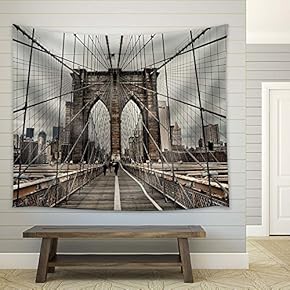 New York City Brooklyn Bridge - Fabric Tapestry, Home Decor -51x60 inches