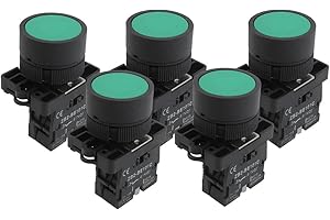 uxcell A12082000ux0366 1 NO N/O Green Sign Momentary Push Button Switch, 600V, 10 Amp, ZB2-BE101C, 5 x 22 mm
