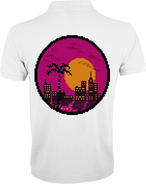 Vaporwave Aesthetic 8Bit Style Miami Sunset Herren Polo T-Shirt: Amazon