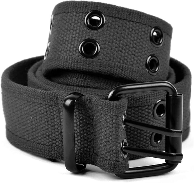 Casual Unisex Canvas Belt Double Hole Belt Double Grommets Belt for