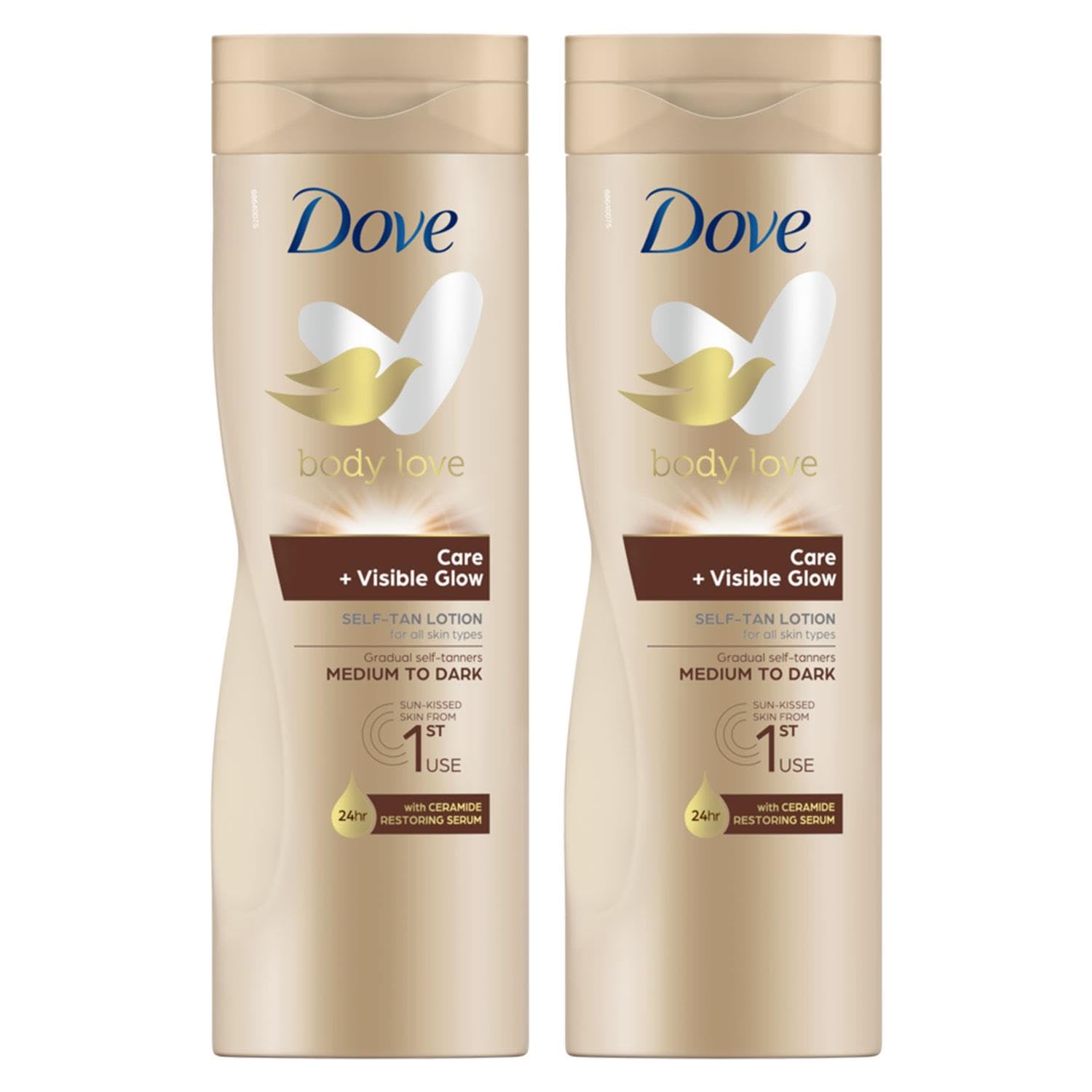 2x Dove Summer Glow Gradual Self Tan Body Lotion Medium To Dark - 400ml