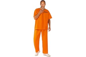 HQROIDD Prisoner Costume Adult Prison Jumpsuit Orange Uniform Jail Pants Inmate Outfits Child Criminal Set Halloween