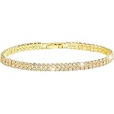 ORICHORE 18K Gold-Plated Double-Row Cubic zirconia Women's Tennis Bracelet | 5.9in-7.5in Multi-Size Fashionable Women's Gold Tennis Bracelet