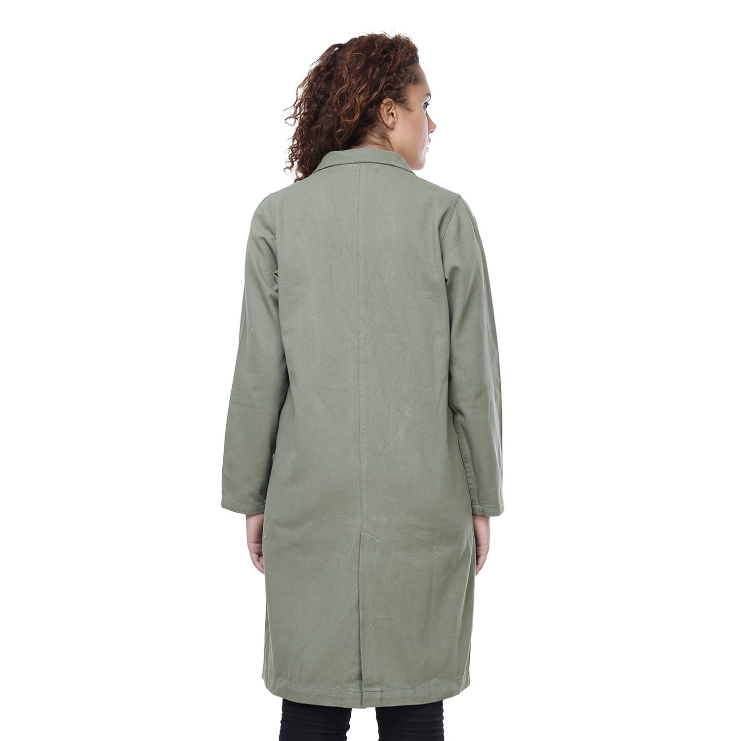 mansicollections olive green long coat for women