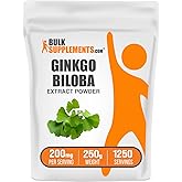 BulkSupplements.com Ginkgo Biloba Extract Powder - from Ginkgo Biloba Leaf, Antioxidant Source, Herbal Supplement - Gluten Free, 200mg per Serving, 250g (8.8 oz) (Pack of 1)