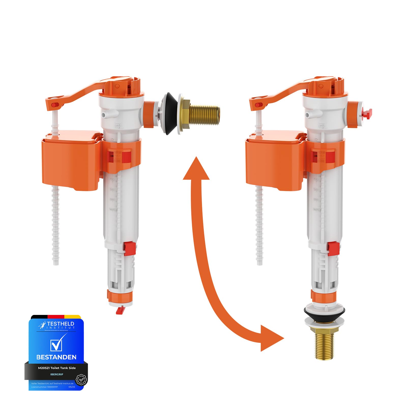 Ibergrif M20521 Toilet Cistern Bottom Side Fill Valve Adjustable Telescopic Urinal Flush Valves Parts M13-17 (3/8") Plastic & Brass Multi Color — image 1