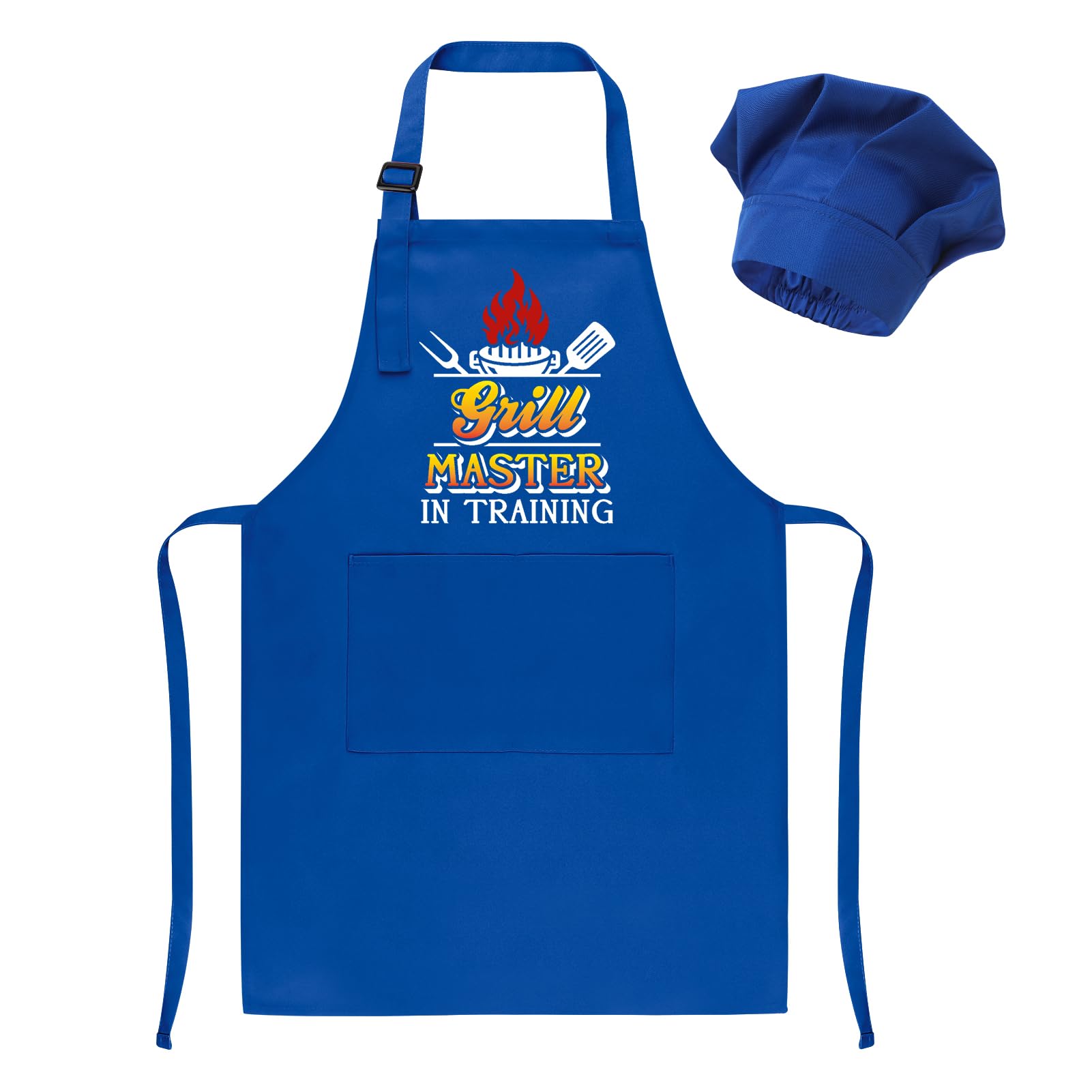 GSrenyu Kids Apron and Chef Hat Set Personalised Toddler Painting Apron Dress up Role Play Chef Toy Funny Baking Gift for Kids Aged 3 and up