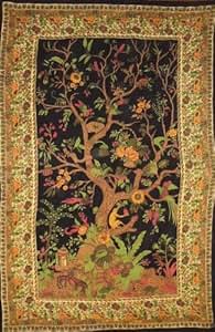 Amazon.com: India Arts Tree of Life Tapestry-Wall Hanging-Bedspread-Black/Cream: Home & Kitchen