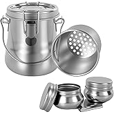 WHQLANG 2 PCS Paint Brush Cleaner Set, Airtight Stainless Steel Double Dipper Palette Cup,Portable Paint Brush Washer with Lid and Removable Filter for Oil Cleaner Kits