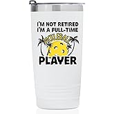 Onebttl Pickleball Gifts, I'm not Retired I'm a Full-time Pickleball Player, Insulated 20oz Stainless Steel Travel Tumbler with Lid