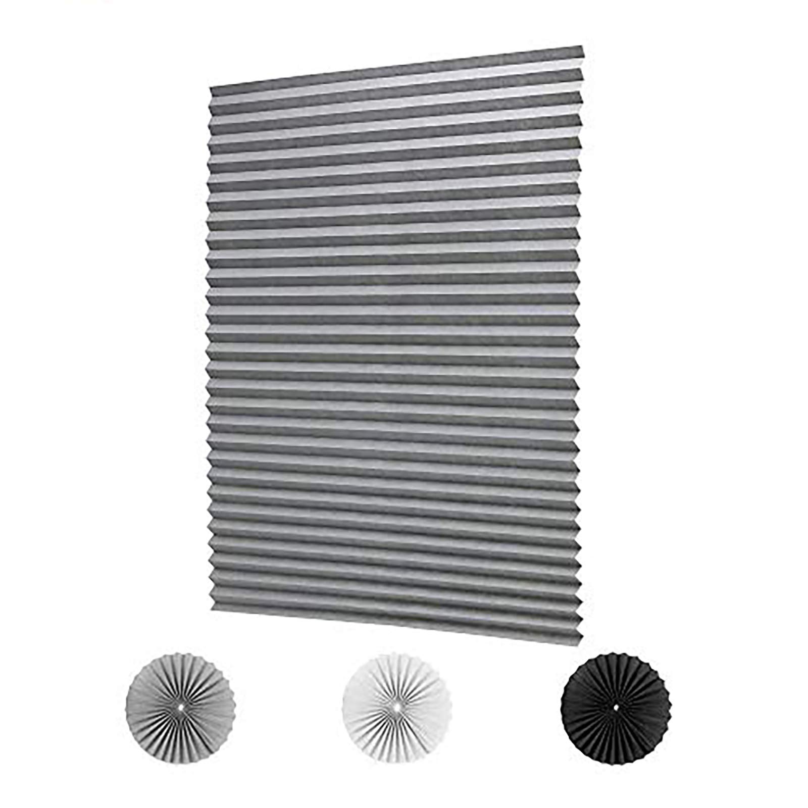 KELIXU 2 Pack 120CMx180CM Pleated Fabric Blind Light Filtering Shade Instant Stick on Blinds for Window Privacy Protection, Quick Fix and Easy to Install, with 4 Clips, Grey