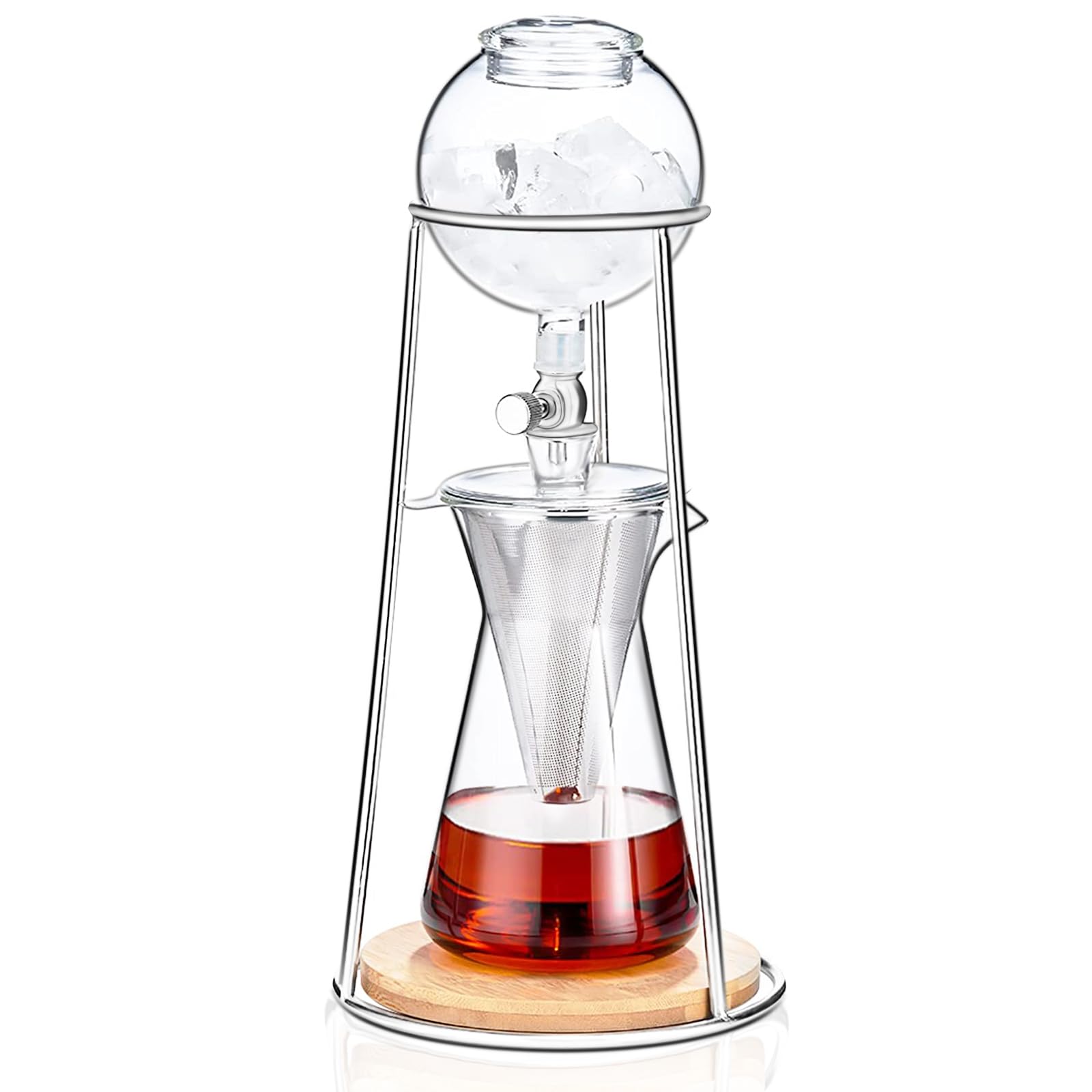 Photo 1 of PARACITY Cold Brew Coffee Maker, Iced Coffee Maker in Stainless Steel and Borosilicate Glass, Cold Brew Drip Coffee Maker with Slow Drip Technology, Iced Tea Maker 2-4 Cup