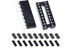 DAOKAI 10 Pcs L293D Stepper Motor Drivers Controller DIP16 4 Channel Motor Drivers Chip for Arduino with 10 Pcs 16P IC Socket