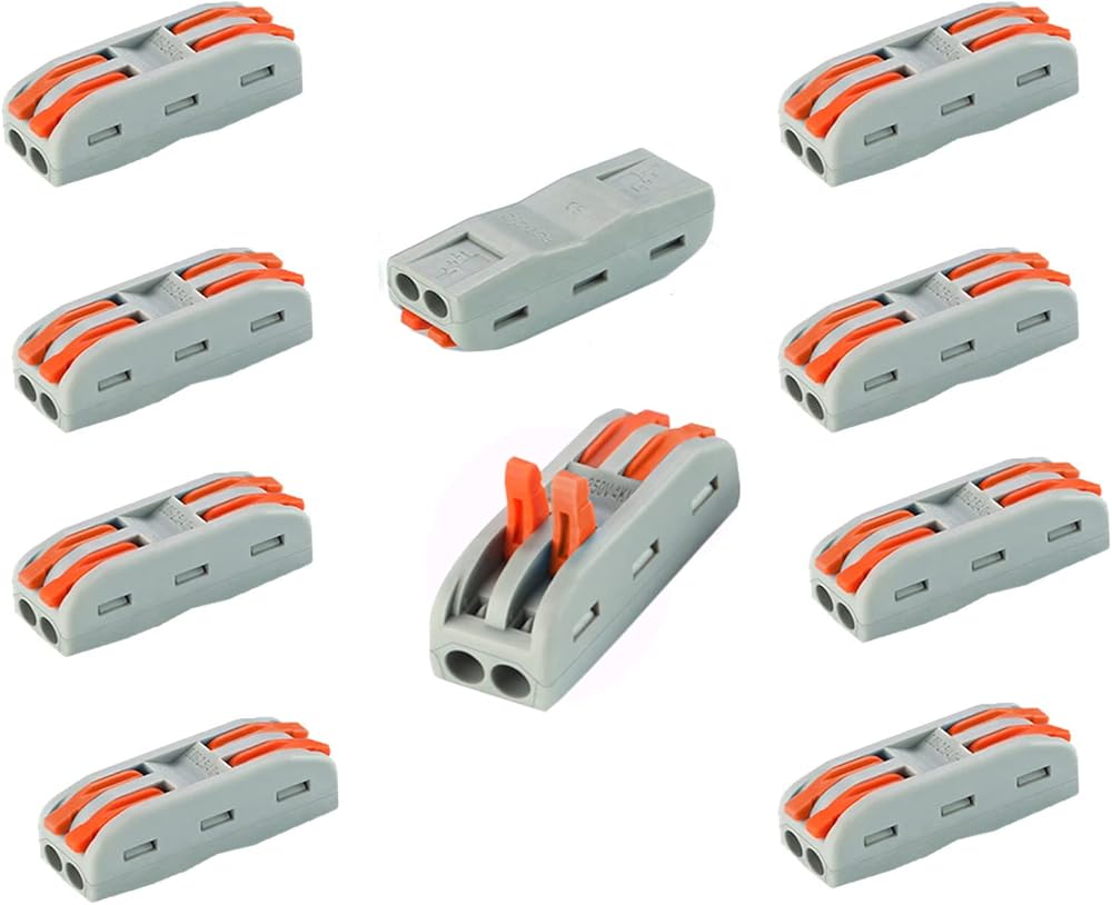 Dongge SPL-2 Lever Wire Connectors 6PCS 2 Circuit Inline Splices 28-12 AWG 250V