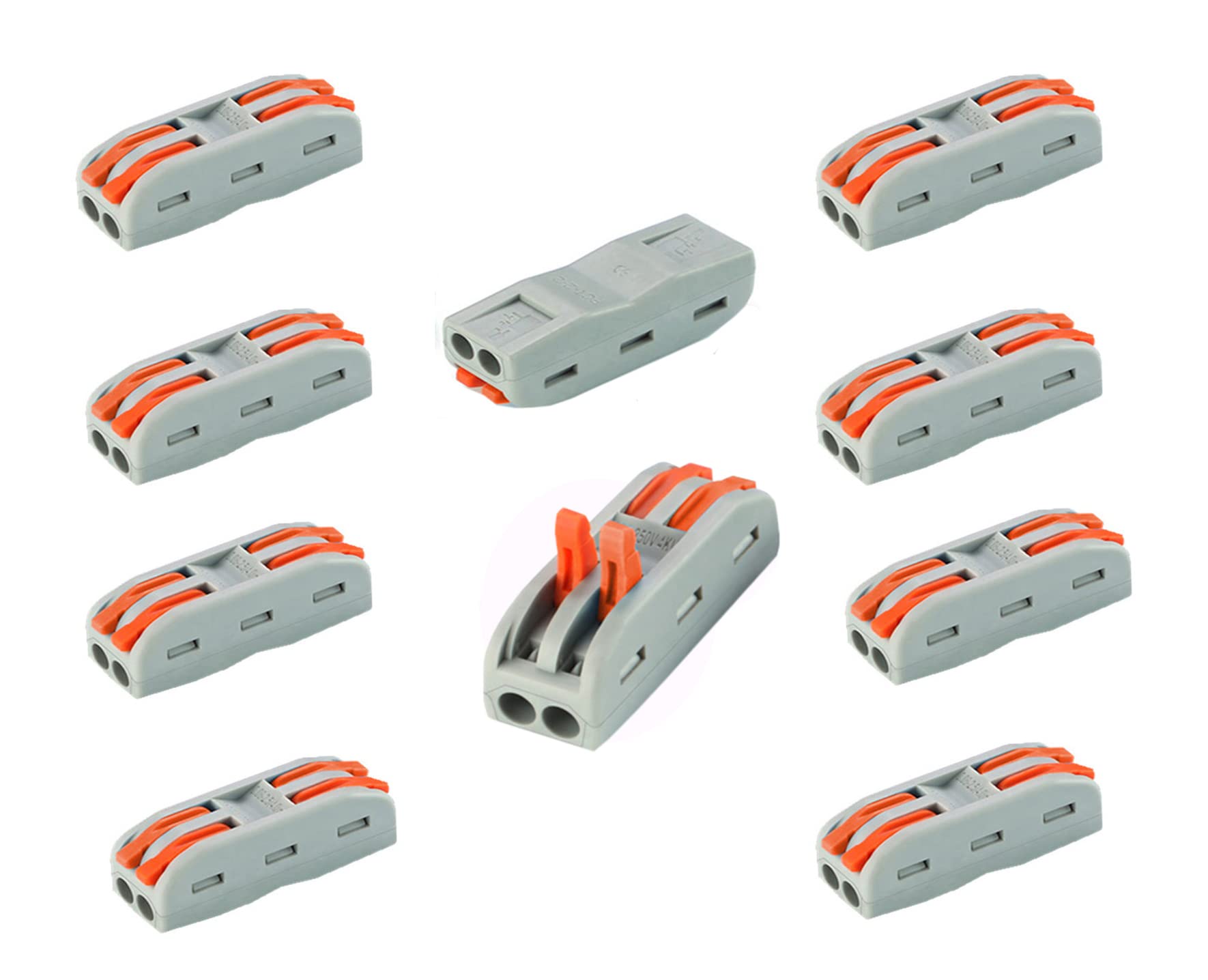 Dongge Conductor Compact Connectors Lever Wire Nut Wire Connectors for 2 Circuit Inline Splices 28-12 AWG SPL-2 6PCS