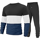 UOUA Mens 2 Piece Sweatsuits Outfits Color Block Loungewear & Joggers Sweatpants Casual Track Suits Set