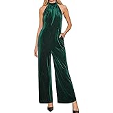 CUPSHE Women's Corduroy Jumpsuit Halter Neck Sleeveless Straight Leg Rompers High Waist Party Dressy Jumpsuits 2025