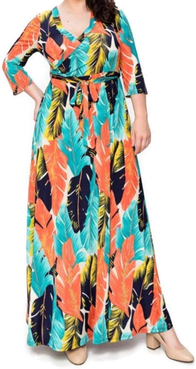 plus size palm leaf dress