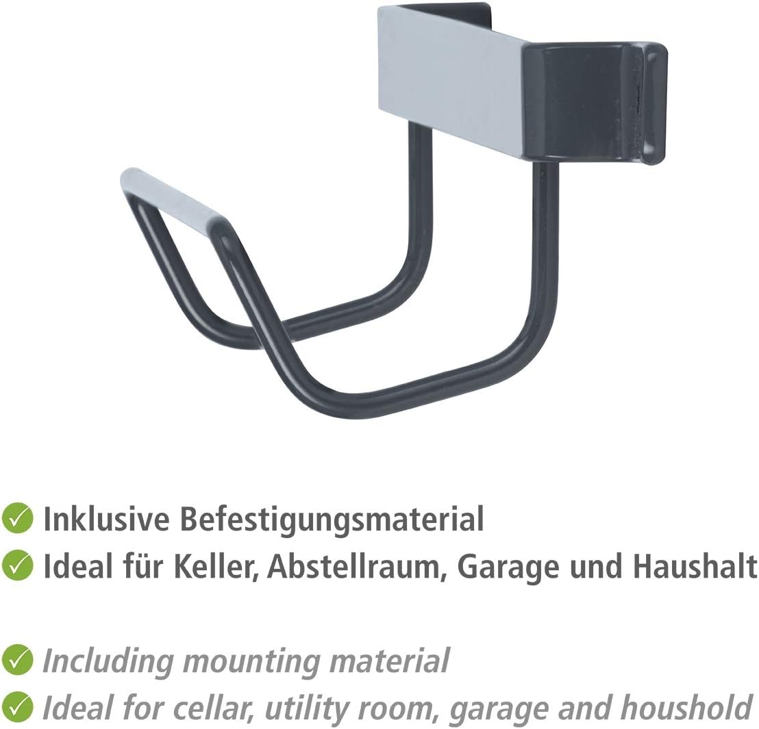 WENKO 50431100 Ladder holder - Wall holder for ladders Painted metal, 33.5 x 6.5 x 7 cm, Black, Grey, 7 x 33.5 x 6.5 cm - Image 4