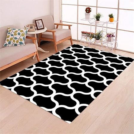 Amazon De Djhwwd Teppiche Langlebig Verschleissschutz Esszimmer Teppichboden Weiche Linie Schwarzer