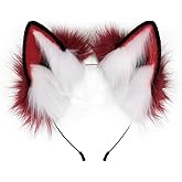 HAOAN Handmade Faux Fur Fox Wolf Ears Headband Halloween Christmas Cosplay Party Costume Accessories