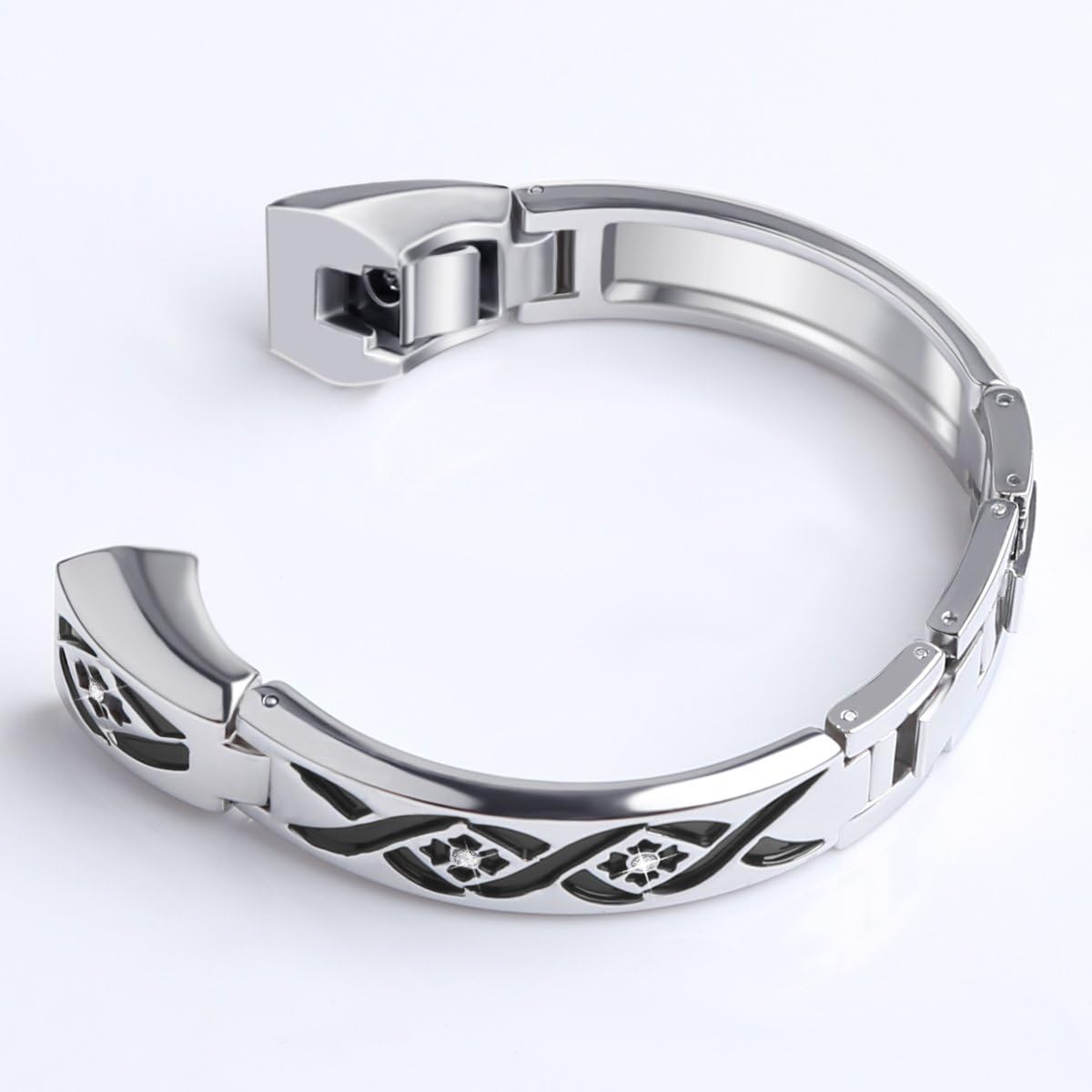 GHIJKL Bands Compatible Fit bit Alta HR and Alta, Replacement Metal Small Large Super Classy Updated Wrist Band Silver Rose Gold