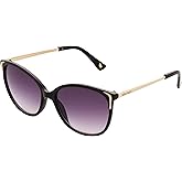 Nine West Women's Lorelai Sunglasses Cateye, Shiny Black, 55 mm