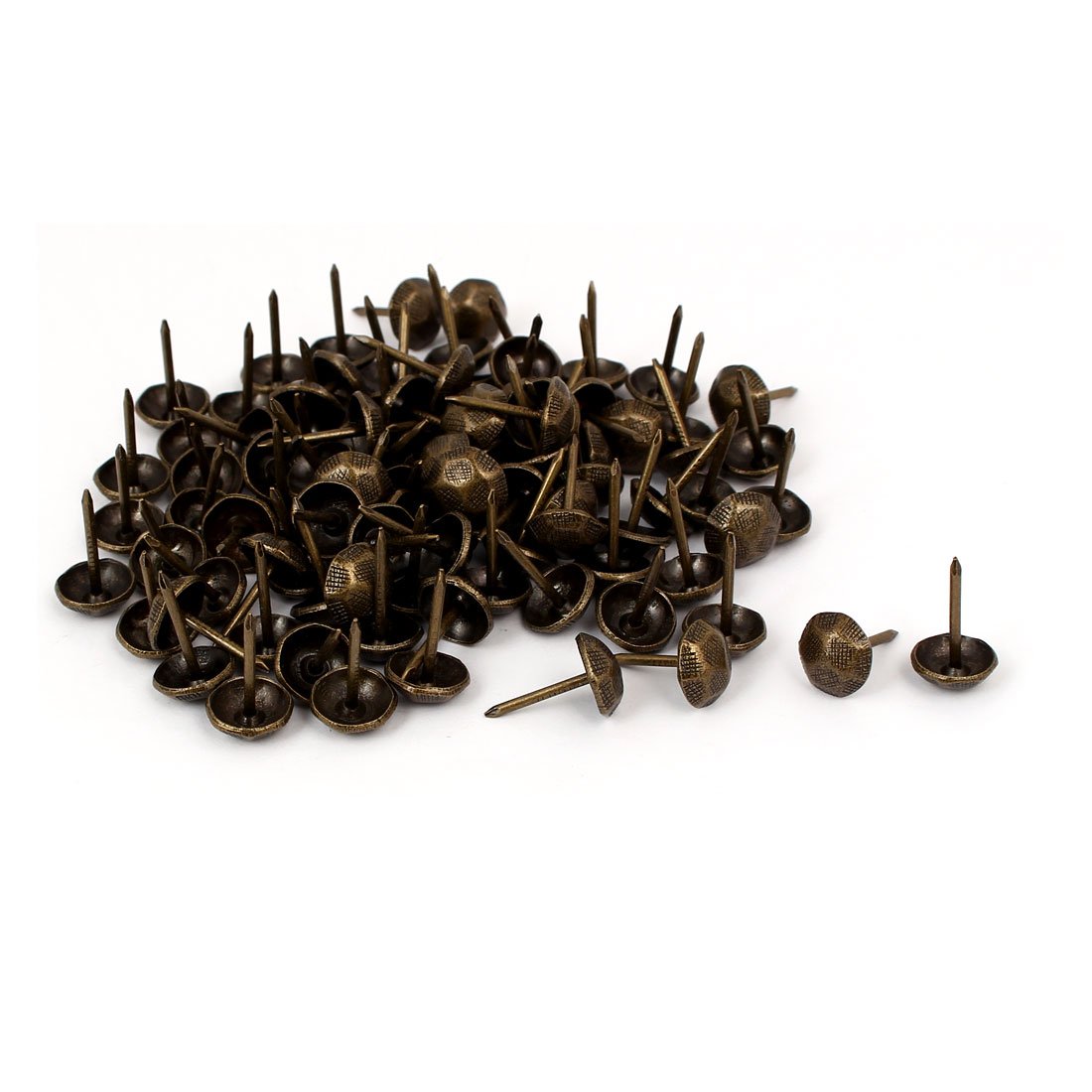 sourcingmap Home Furniture 7/16-inch Dia Metal Round Upholstery Tack Nail Bronze Tone 100pcs