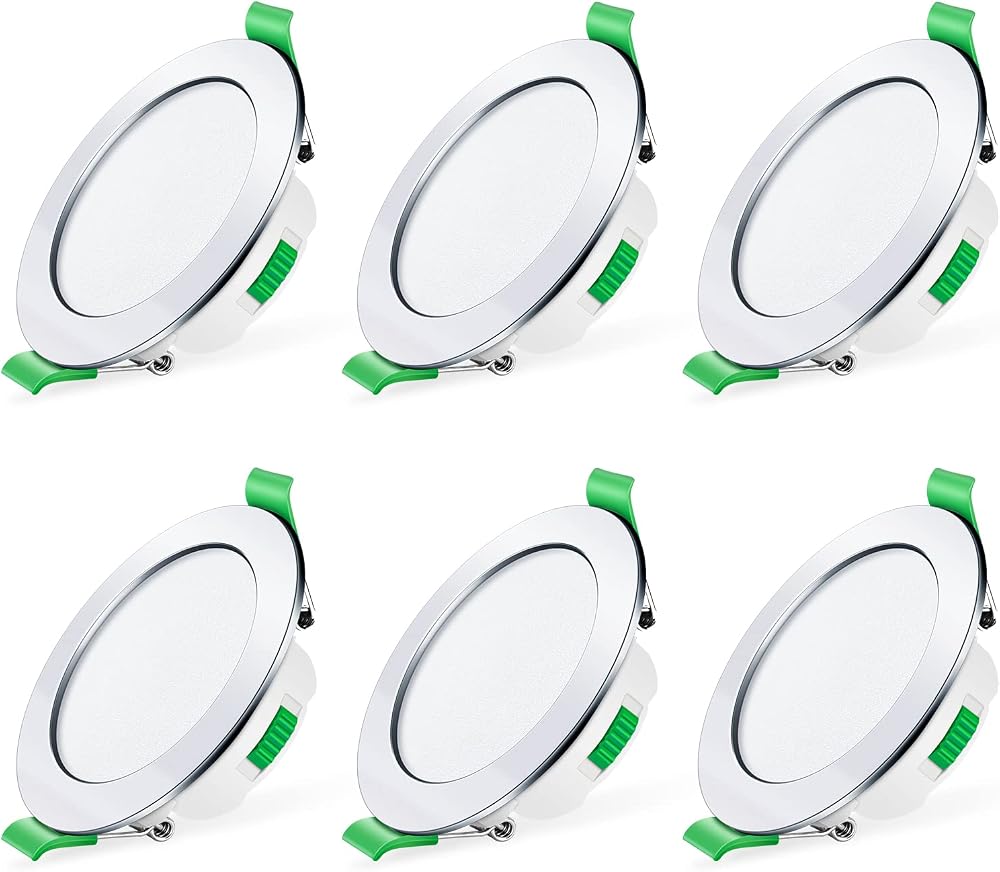 ALUSSO 7W Dimmable LED Downlights 3CCT 3000K 4000K 6500K Chrome 6 Pack