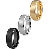 Jstyle Stainless Steel Rings for Men Wedding Ring Cool Simple Band 8MM Width 3 Pcs A Set