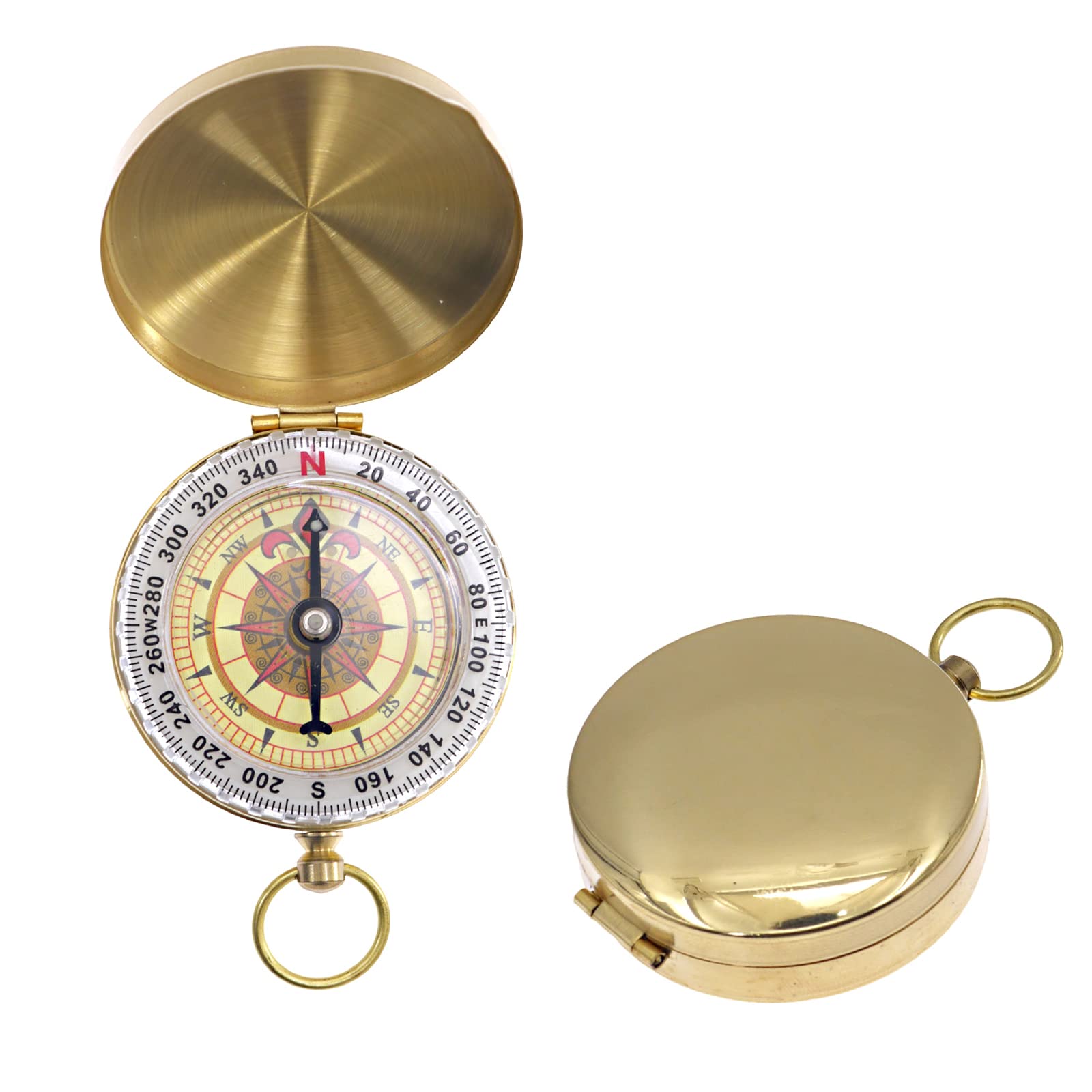 DBOO Gold Brass Compass for Navigation, Waterproof, Luminous, Portable, Lightweight, Outdoor Sports, Camping, Hiking