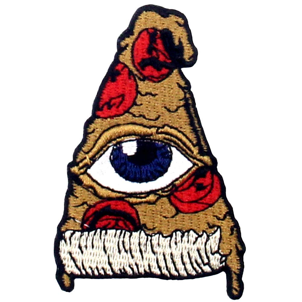 All Seeing Eye On Pizza Patch Embroidered Applique Badge Iron On Sew On Emblem