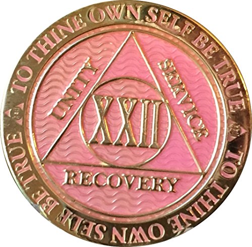 Recoverychip 22 Year AA Medallion Reflex Pink Gold Plated Chip