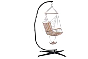 ReunionG Steel Hammock Stand, C-Stand for Hanging Chair, Metal Hanging Chair Stand, Heavy Duty Egg Chair Stand, Porch Swing w/Weather-Resistant Finish, 360-Degree Rotation