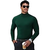 KGGEOO Men's Turtleneck Casual Basic High Neck Long Sleeve T Shirts Half Neck Lightweight Pullover Sweater