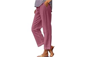 GOBUQIRAN Linen Pants Women Summer High Waisted Pants Women's Wide Leg Pants Plus Size Slacks for Curvy Women Casual Pants