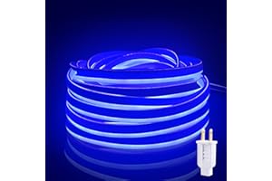 GUOTONG Neon Rope Lights 50ft Bright Blue Outdoor Lighting Waterproof 110V SMD2835 Indoor Connectable Flexible Decorative Neon Light Strip